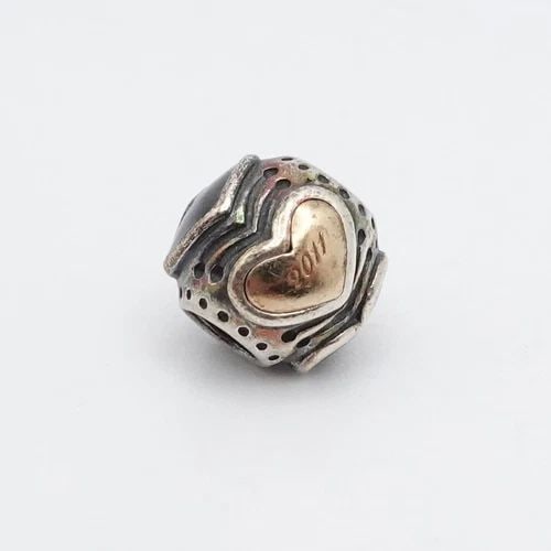 AUTHENTIC PANDORA STERLING SILVER 2011 MIDNIGHT BLACK ENAMEL HEART BEAD CHARM (1 of 2)