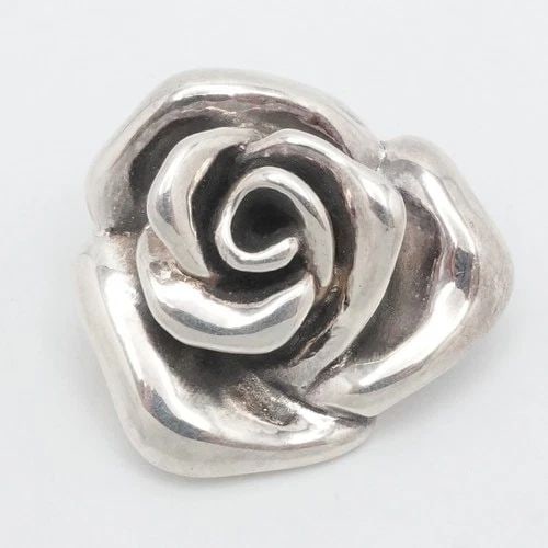 ATI STERLING SILVER 3D PUFFY ROSE FLOWER PENDANT 1.25" (1 of 2)