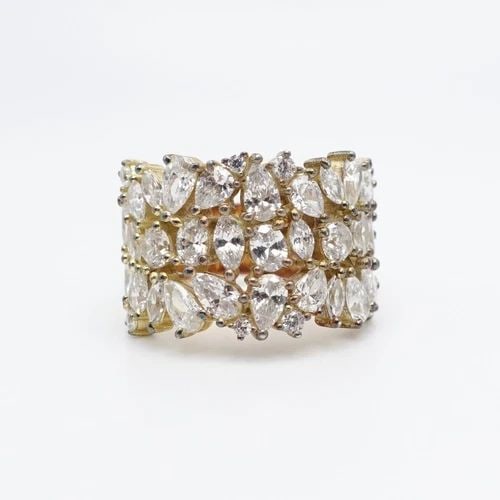 YELLOW GOLD PLATED STERLING SILVER CLEAR CUBIC ZIRCONIA WIDE RING SIZE 8 (1 of 2)