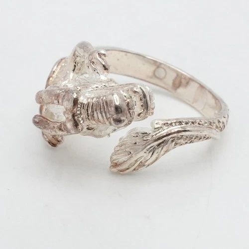 STERLING SILVER FLYING DRAGON SPIRIT ANIMAL MOTIF WRAP TAIL RING SIZE 9.25 (1 of 2)