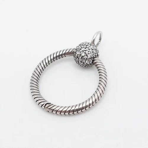 AUTHENTIC PANDORA MOMENTS STERLING SILVER SMALL PAVE O PENDANT CHARM CARRIER (1 of 2)