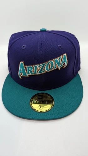 NEW ERA 59FIFTY ARIZONA DIAMONDBACKS INAUGURAL PATCH JERSEY HAT - 7 1/2 - NEW: NEW ERA 59FIFTY ARIZONA DIAMONDBACKS INAUGURAL PATCH JERSEY HAT - 7 1/2 - NEW Hat Club New Era 59Fifty Arizona Diamondbacks Inaugural Patch Jersey Hat Purple, Teal Hat Size - 7 1/2 BRAND NEW