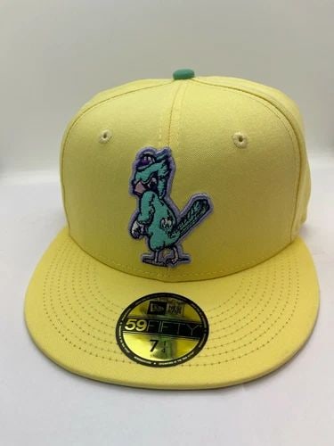 SOFT YELLOW ST. LOUIS CARDINALS TEAL BOTTOM 1957 WORLD SERIES FITTED HAT - 7 1/4 (1 of 2)