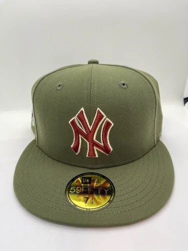 HAT CLUB EXCLUSIVE AUX PACK NEW YORK YANKEES 2003 WORLD SERIES OLIVE SIZE 7 1/4 (1 of 2)