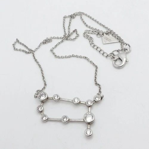 SW SIGNED STERLING SILVER GEMINI ZODIAC CONSTELLATION CLEAR CZ NECKLACE: SW SIGNED STERLING SILVER GEMINI ZODIAC CONSTELLATION CLEAR CZ NECKLACE SW Signed Sterling Silver Gemini Zodiac Constellation Clear CZ Chain Necklace Length - 16" - 18" Long Chain Width - 1mm Total We