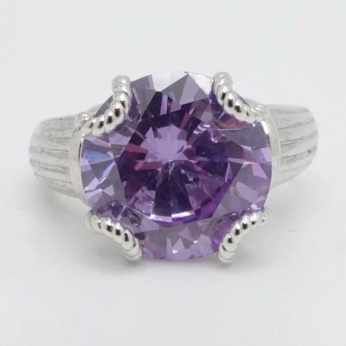 STERLING SILVER ROUND AMETHYST RING SIZE 9.5 (1 of 2)