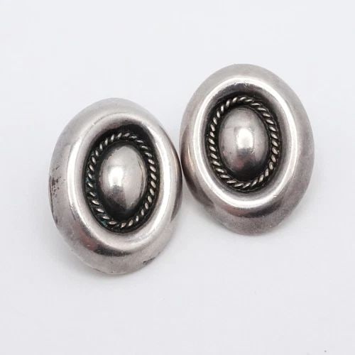OP SILVER 950 OVAL CLIP ON EARRINGS 1" (1 of 2)