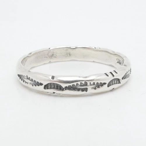 STERLING SILVER ETCHED CRESCENT MOON NAVAJO STACKABLE 3.5MM BAND RING SIZE 10 (1 of 2)