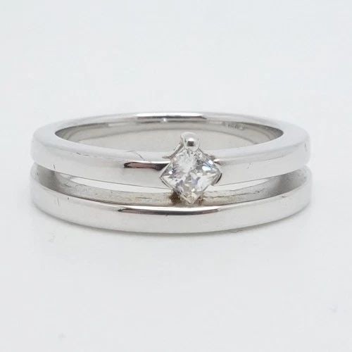 STERLING SILVER CLEAR CUBIC ZIRCONIA DOUBLE STACK BAND RING 5.75 (1 of 2)