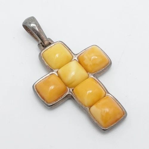 STERLING SILVER YELLOW CROSS PENDANT 1.5": STERLING SILVER YELLOW CROSS PENDANT 1.5" Sterling Silver Yellow Cross Pendant Height - 1.5" Width - 0.80' Bail Height - 6mm Bail Width - 3.5mm Total Weight - 5.5 Grams Hallmark - 925