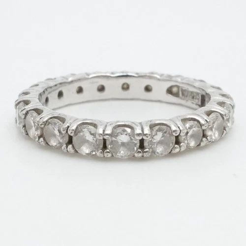 FE STERLING SILVER ROUND CLEAR CZ ETERNITY RING SIZE 7.5 (1 of 2)