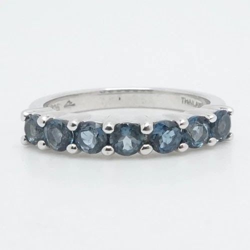STERLING SILVER ROUND BLUE TOPAZ RING SIZE 6.25 (1 of 2)