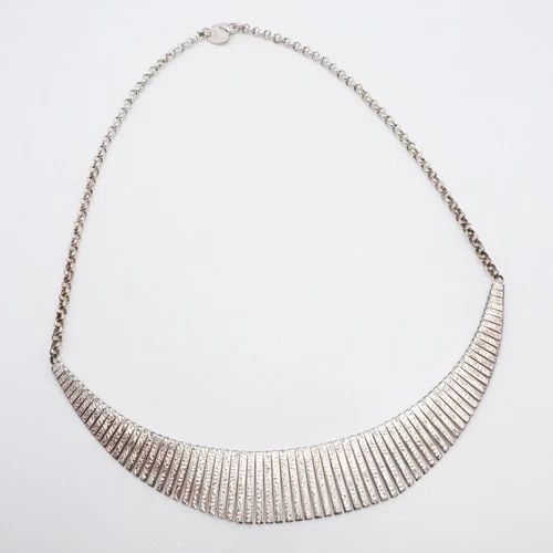 ITALY DYADEMA SILVER PLATED BRONZE GRADUATED BIB FRINGE CHAIN NECKLACE - 15.25" (1 of 2)