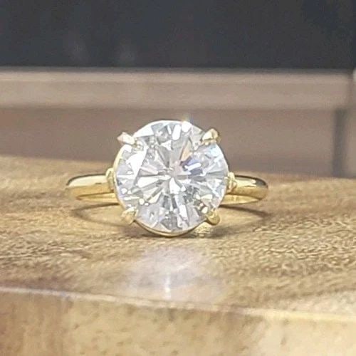 18K YELLOW GOLD VINTAGE ENGAGEMENT RING 4.07CT. NATURAL ROUND DIAMOND GIA CERT (1 of 2)