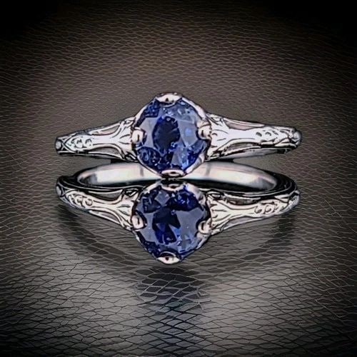 14K WHITE GOLD VINTAGE ENGAGEMENT RING 1.26CT.NATURAL BLUE KASHMIRE SAPPHIRE GIA (1 of 2)