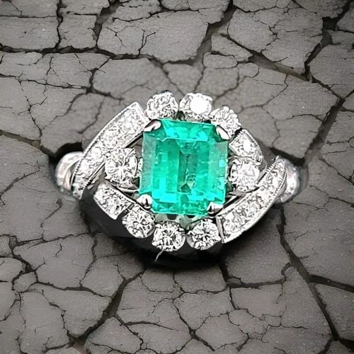 VINTAGE FILIGREE PLATINUM RING 2.26CT. NATURAL COLOMBIA GREEN EMERALD GIA 1930' (1 of 2)