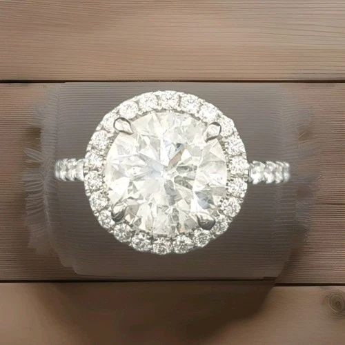 14K WHITE GOLD ENGAGEMENT RING 3.14CT NATURAL ROUND DIAMOND CLARITY ENHANCED: 14K WHITE GOLD 3.14CT NATURAL ROUND DIAMOND ENGAGEMENT RING GORGEOUS 14K white gold engagement ring center natural clarity enhanced diamond in round shape center weight 3.14ct. size 9.1 I1 QUALITY J c