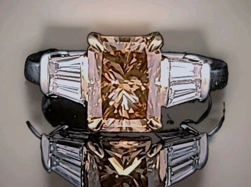 VINTAGE PLATINUM ENGAGEMENT RING 2.34CT.NATURAL CHAMPAGNE RADIANT DIAMOND GIA: VINTAGE PLATINUM ENGAGEMENT RING 2.34CT.NATURAL CHAMPAGNE RADIANT DIAMOND GIA This elegant vintage engagement ring is crafted in solid platinum and showcases a stunning 2.34 ct natural radiant-cut cha