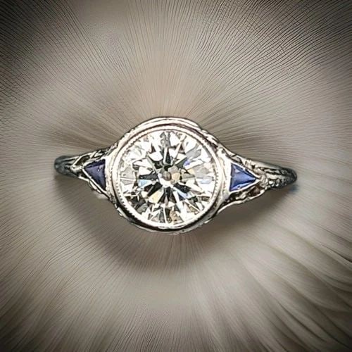 1.42CT VINTAGE FILIGREE OLD EURO CUT DIAMOND 18K WHITE GOLD ENGAGEMENT RING: 1.42CT VINTAGE FILIGREE OLD EURO CUT DIAMOND 18K WHITE GOLD ENGAGEMENT RING Gorgeous Vintage 18k white gold Engagement ring filigree art deco ROUND OLD euro CUT Diamond center set natural old euro cut