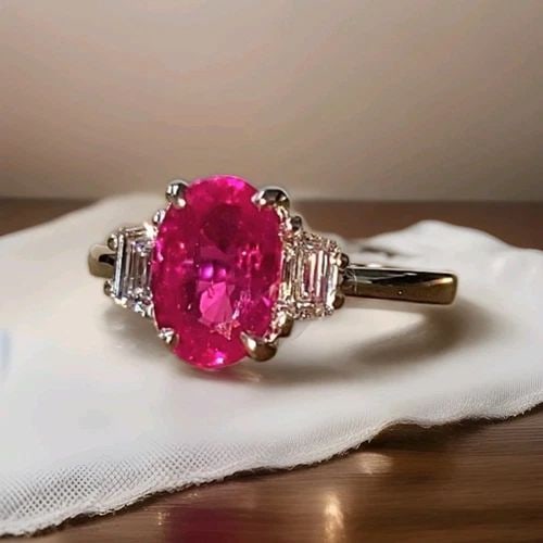 VINTAGE PLATINUM ENGAGEMENT RING 2.30CT. NATURAL BURMA OVAL RUBY AGL CERT: VINTAGE PLATINUM ENGAGEMENT RING 2.30CT. NATURAL BURMA OVAL RUBY AGL CERT This Vintage Platinum Engagement Ring features a stunning 2.30ct Natural Burma Oval Ruby accented with 2 Diamonds. The ring is