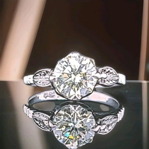 PLATINUM VINTAGE ENGAGEMENT RING 1.63CT. NATURAL ROUND DIAMOND CIRCA 1930'S (1 of 2)