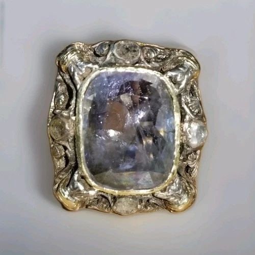 ANTIQUE 18K YELLOW GOLD RING 10.35CT. NATURAL GRAY CUSHION SAPPHIRE CIRC 1900'S: ANTIQUE 18K YELLOW GOLD RING 10.35CT. NATURAL GRAY CUSHION SAPPHIRE 1900'S Gorgeous antique art deco filigree 18k yellow gold ring gray sapphire in cushion shape circ 1900's center natural gray sapphi