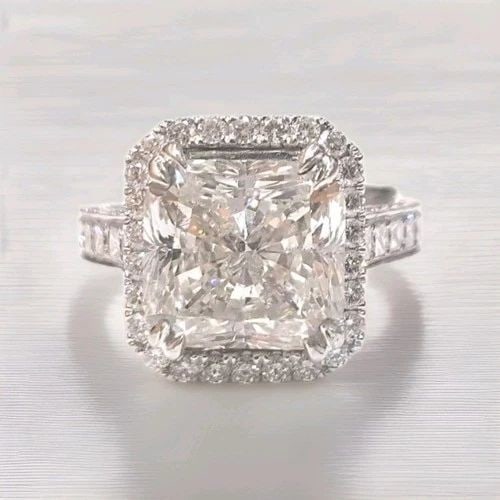 14K WHITE GOLD ENGAGEMENT RING 6.30CT LAB GROWN DIAMOND RADIANT SHAPE H-VS1 (1 of 2)