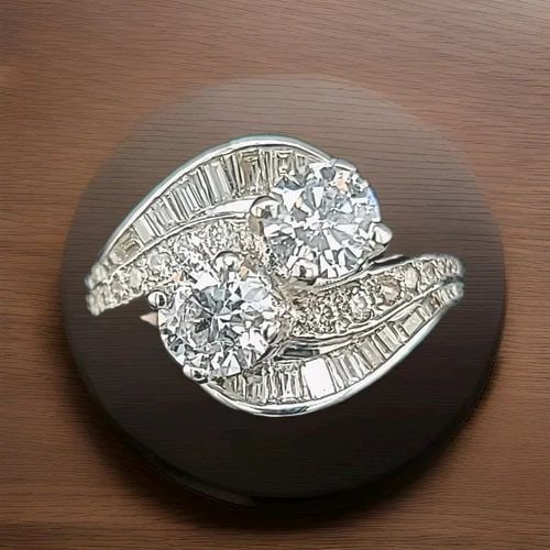 1.58CT. PLATINUM VINTAGE NATURAL ROUND CUT DIAMOND ENGAGEMENT RING CIRC 1940'S: Gorgeous Vintage Diamond Platinum ring circ 1940's center set natural round cut weight 0.78ct size 5.7mm the second round diamond cut weight 0.80ct size 5.7mm Both center Diamonds SI2-G color bright c