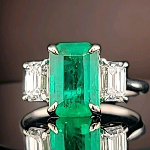 14K WHITE GOLD NATURAL COLOMBIAN EMERALD DIAMOND ENGAGEMENT RING 2.38CT (1 of 2)