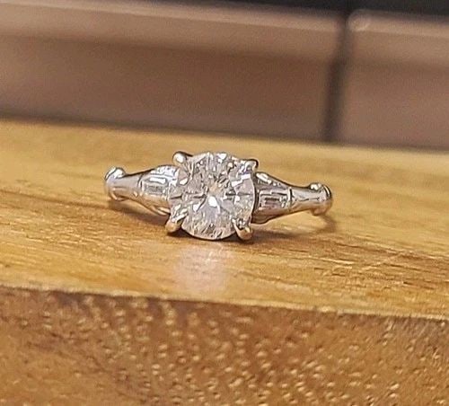 VINTAGE 1.15CT ENGAGEMENT RING OLD EURO CUT DIAMOND 14K WHITE GOLD 1930'S (1 of 2)