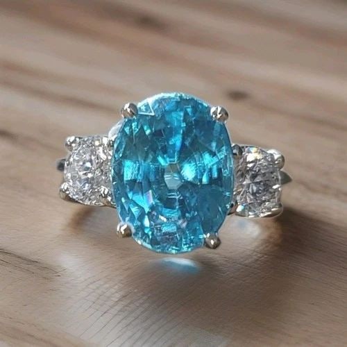 VINTAGE 14K WHITE GOLD ENGAGEMENT RING 6.68CT. NATURAL BLUE ZIRCON OVAL SHAPE: VINTAGE 14K WHITE GOLD ENGAGEMENT RING 6.68CT. NATURAL BLUE ZIRCON OVAL SHAPE GORGEOUS vintage 14k white gold engagement ring gem natural blue zircon oval shape Center natural blue zircon oval shape w