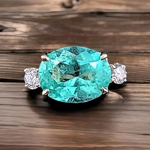 VINTAGE 14K YELLOW GOLD ENGAGEMENT RING 3.52CT.NATURAL COLOMBIA EMERALD OVAL CUT (1 of 2)