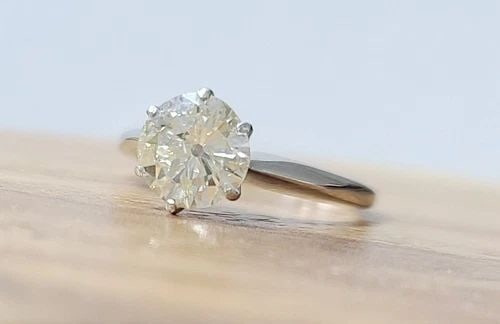 1.45CT. PLATINUM VINTAGE ENGAGEMENT RING NATURAL EURO OLD CUT DIAMOND CIRC 1930': 1.45CT. PLATINUM VINTAGE ENGAGEMENT RING NATURAL EURO OLD CUT DIAMOND J-I1 This stunning vintage engagement ring is a true treasure for any jewelry lover. Crafted from platinum, the ring features a na