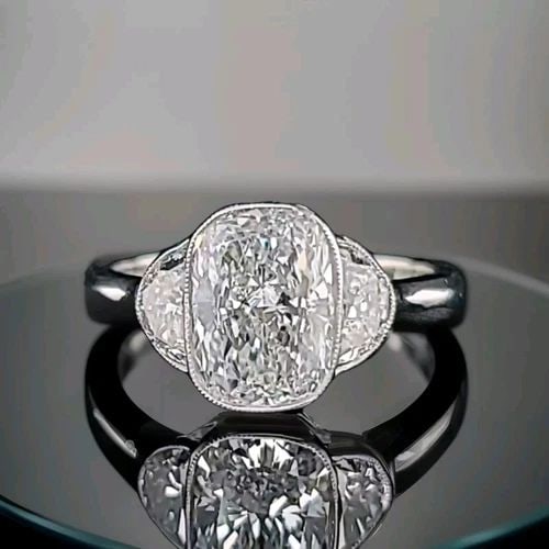 PLATINUM ENGAGEMENT RING 2.18CT. CUSHION SHAPE LAB-GROWN DIAMOND E-VS1 IGI CERT (1 of 2)