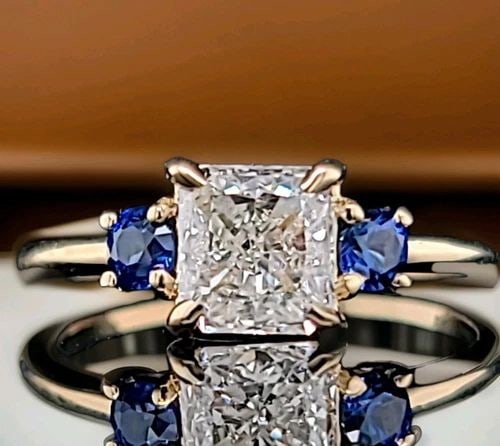 VINTAGE 14K YELLOW GOLD ENGAGEMENT RING 1.41CT.NATURAL RADIANT CUT DIAMOND (1 of 2)