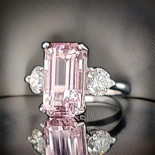 14K WHITE GOLD ENGAGEMENT RING 5.06CT.NATURAL PINK TOURMALINE EMERALD CUT: 14K WHITE GOLD ENGAGEMENT RING 5.06CT.NATURAL PINK TOURMALINE EMERALD CUT GORGEOUS vintage 14K WHITE GOLD engagement ring with natural pink tourmaline emerald shape. Center set natural pink tourmaline