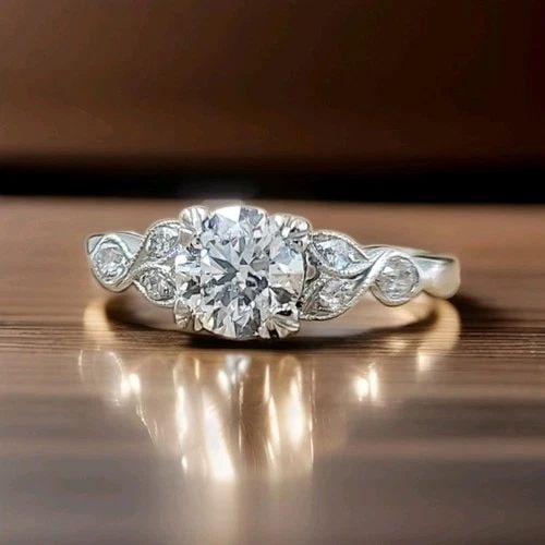PLATINUM FILIGREE ART DECO ENGAGEMENT RING 0.95CT. NATURAL EURO CUT DIAMOND (1 of 2)