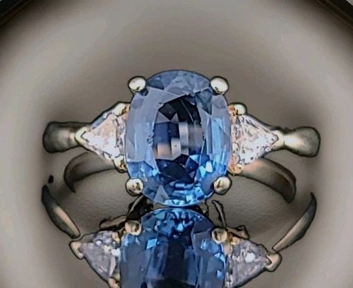 VINTAGE 14K YELLOW GOLD ENGAGEMENT RING 2.90CT.NATURAL BLUE SAPPHIRE OVAL GIA: VINTAGE 14K YELLOW GOLD ENGAGEMENT RING 2.90CT.NATURAL BLUE SAPPHIRE OVAL GIA Exquisite vintage 14K yellow gold engagement ring featuring a 2.90 ct natural oval blue sapphire with a rich medium-blue c