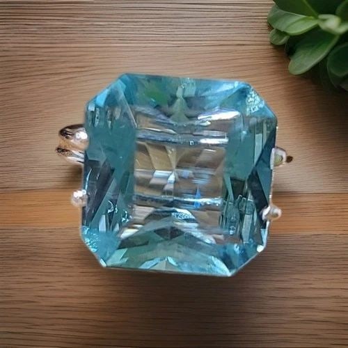VINTAGE PLATINUM ENGAGEMENT RING 7.64CT. NATURAL BLUE AQUAMARINE RADIANT SHAPE: VINTAGE PLATINUM ENGAGEMENT RING 7.64CT. NATURAL BLUE AQUAMARINE RADIANT SHAPE VINTAGE PLATINUM ENGAGEMENT AQUAMARINE RING CENTER NATURAL SKY BLUE AQUAMARINE IN RADIANT SHAPE WEIGHT 7.64 CARAT SIZE 12