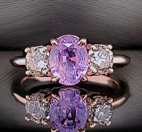 VINTAGE 14K ROSE GOLD ENGAGEMENT RING 2.02CT.NATURAL PINK SAPPHIRE OVAL CUT GIA (1 of 2)
