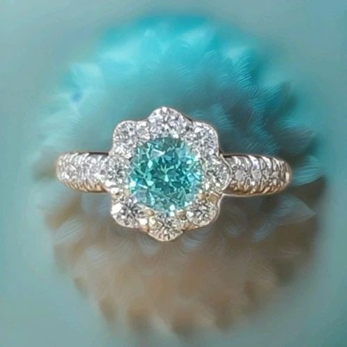 VINTAGE 14K WHITE GOLD ENGAGEMENT RING 1.32CT. BLUE NEON TOURMALINE ROUND CUT: VINTAGE 14K WHITE GOLD ENGAGEMENT RING 1.32CT. BLUE NEON TOURMALINE ROUND CUT Gorgeous vintage engagement ring crafted in 14K white gold, featuring a stunning round neon blue lab-grown tourmaline weig