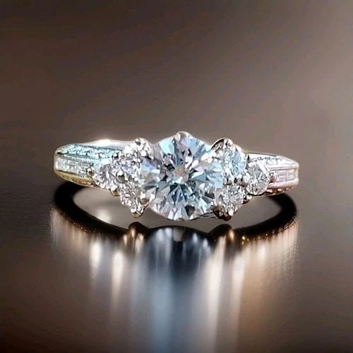 14K WHITE GOLD ENGAGEMENT RING 0.72CT. NATURAL ROUND DIAMOND (1 of 2)