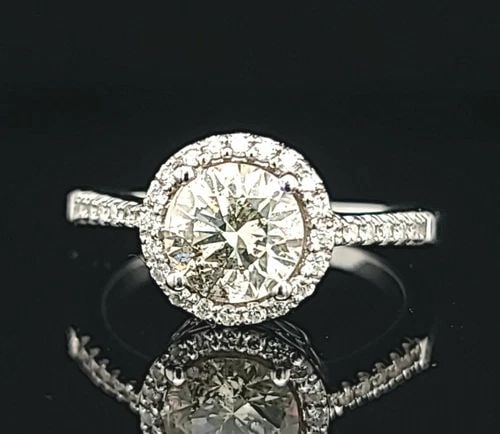 14K WHITE GOLD ENGAGEMENT RING NATURAL ROUND DIAMOND 1.35CT SI2-J: 14K WHITE GOLD ENGAGEMENT RING NATURAL ROUND DIAMOND 1.35CT SI2-J GORGEOUS 14k white gold diamond engagement ring center round shape natural clarity enhanced diamond weight 1.35ct Size 6.8mm SI2 - J C
