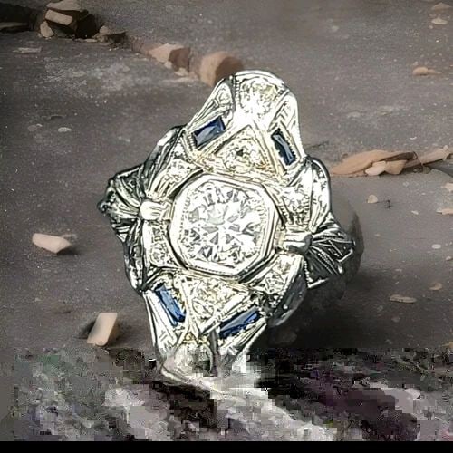 VINTAGE ART DECO 18K WHITE GOLD RING 1.05CT. NATURAL ROUND DIAMOND: VINTAGE ART DECO 18K WHITE GOLD RING 1.05CT. NATURAL ROUND DIAMOND GORGEOUS 18K WHITE GOLD Vintage art deco ring natural round diamond ring center Natural round diamond weight 0.65ct. size 5.5mm SI2-H