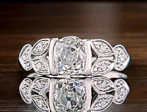 PLATINUM VINTAGE FILIGREE ENGAGEMENT RING 0.78CT. NATURAL OLD MINE CUT DIAMOND (1 of 2)