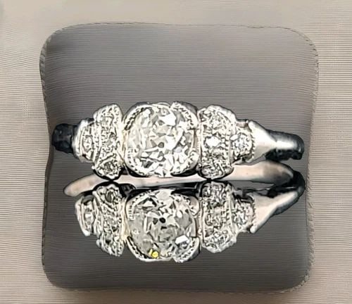 PLATINUM VINTAGE FILIGREE ENGAGEMENT RING 0.52CT. NATURAL OLD MINE CUT DIAMOND: PLATINUM VINTAGE FILIGREE ENGAGEMENT RING 0.52CT. NATURAL OLD MINE CUT DIAMOND Gorgeous platinum Engagement ring filigree art deco natural old mine cut Diamond circ 1920's center set natural old mine 