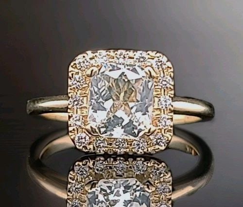 14K YELLOW GOLD 1.72CT NATURAL WHITE SAPPHIRE RADIANT CUT ENGAGEMENT RING (1 of 2)