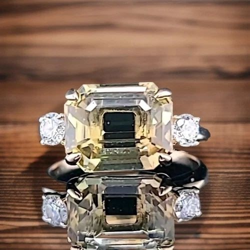 VINTAGE 14K YELLOW GOLD ENGAGEMENT RING 6.69CT. NATURAL YELLOW TOURMALINE (1 of 2)