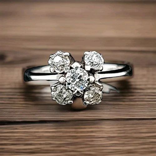 VINTAGE 14K WHITE GOLD ENGAGEMENT RING 0.92CT. NATURAL OLD EURO CUT DIAMOND SI1 (1 of 2)