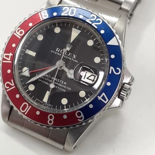 FULL SET ROLEX GMT MASTER 40 MM STEEL PEPSI RED BLUE WATCH 1675 CIRCA 1968 (1 of 2)